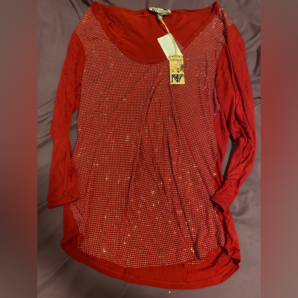 Red Bedazzled Nevada Longsleeve